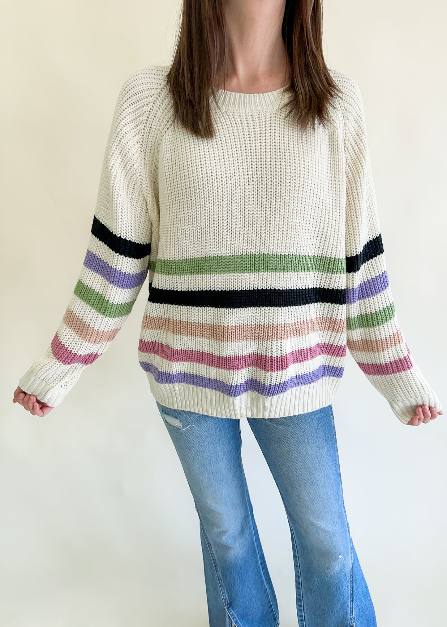 Make It Sweet Multi Colored Stripe Sweater