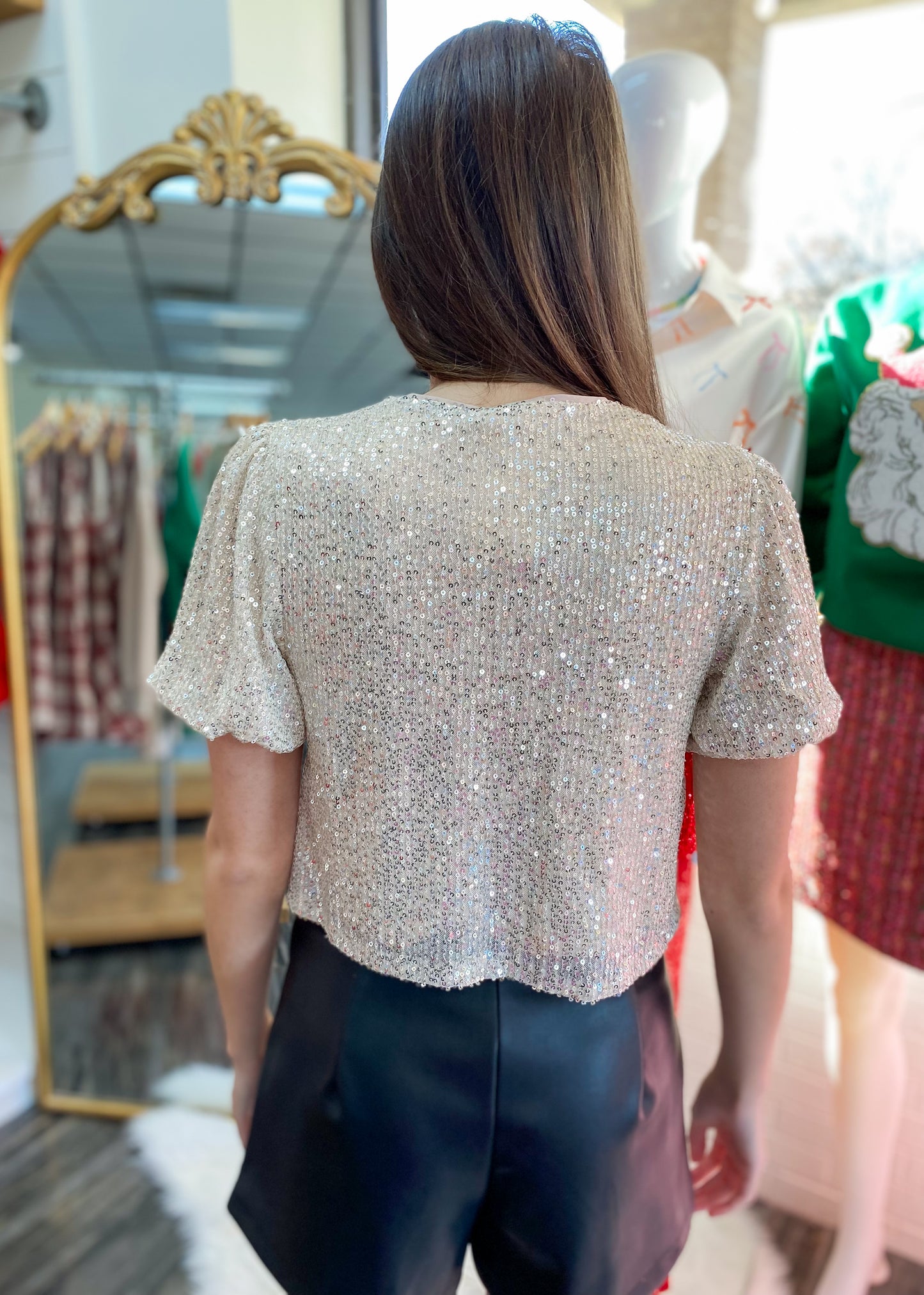 Life's A Party Sequin Front Tie Top