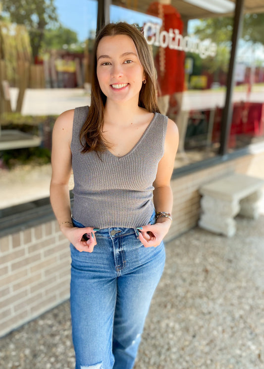 Keep It Sweet BodyCon Gray Tank