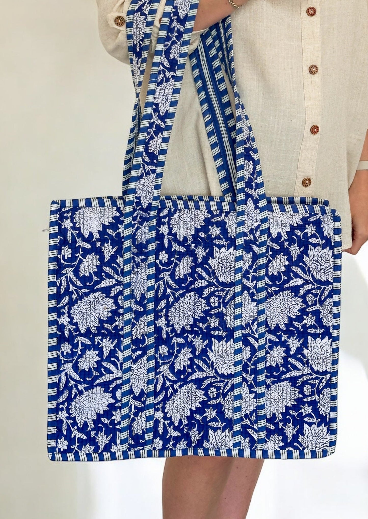 Jane Tote - Navy & White