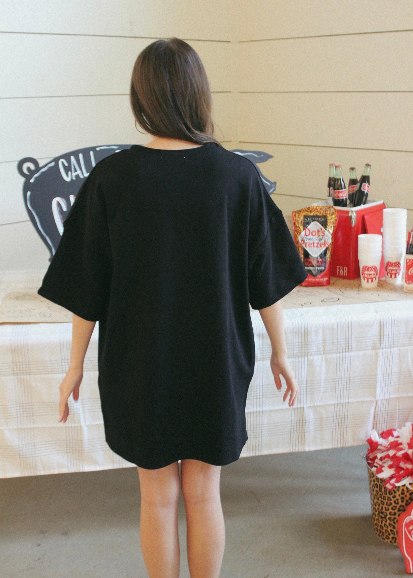 Game Day Sequin Black Tee Dress