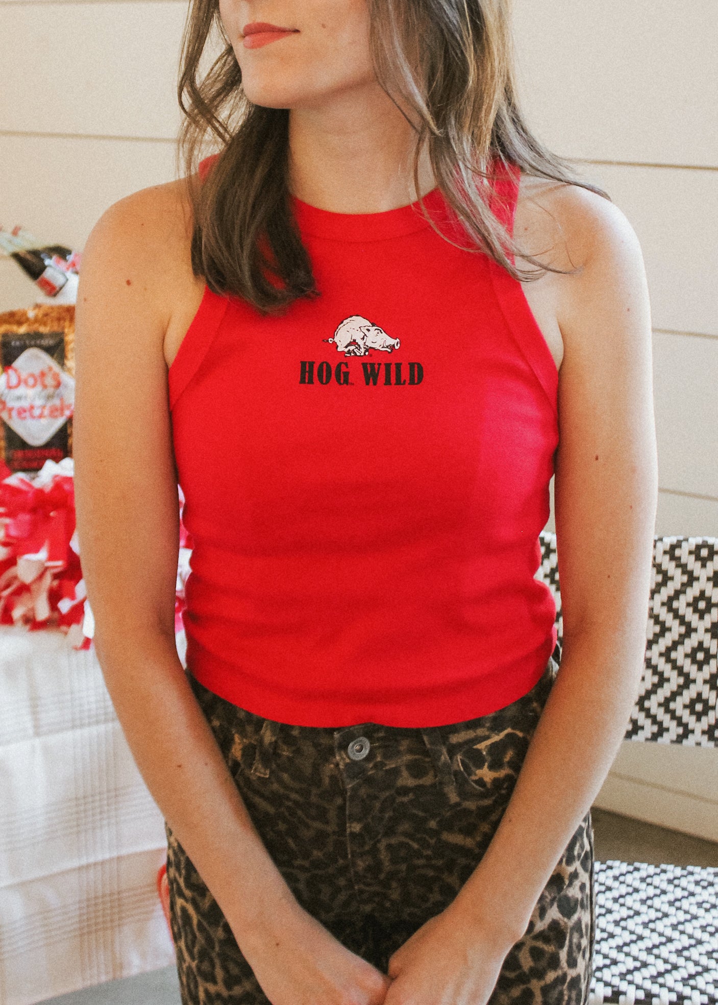 Hog Wild Red Crop Tank