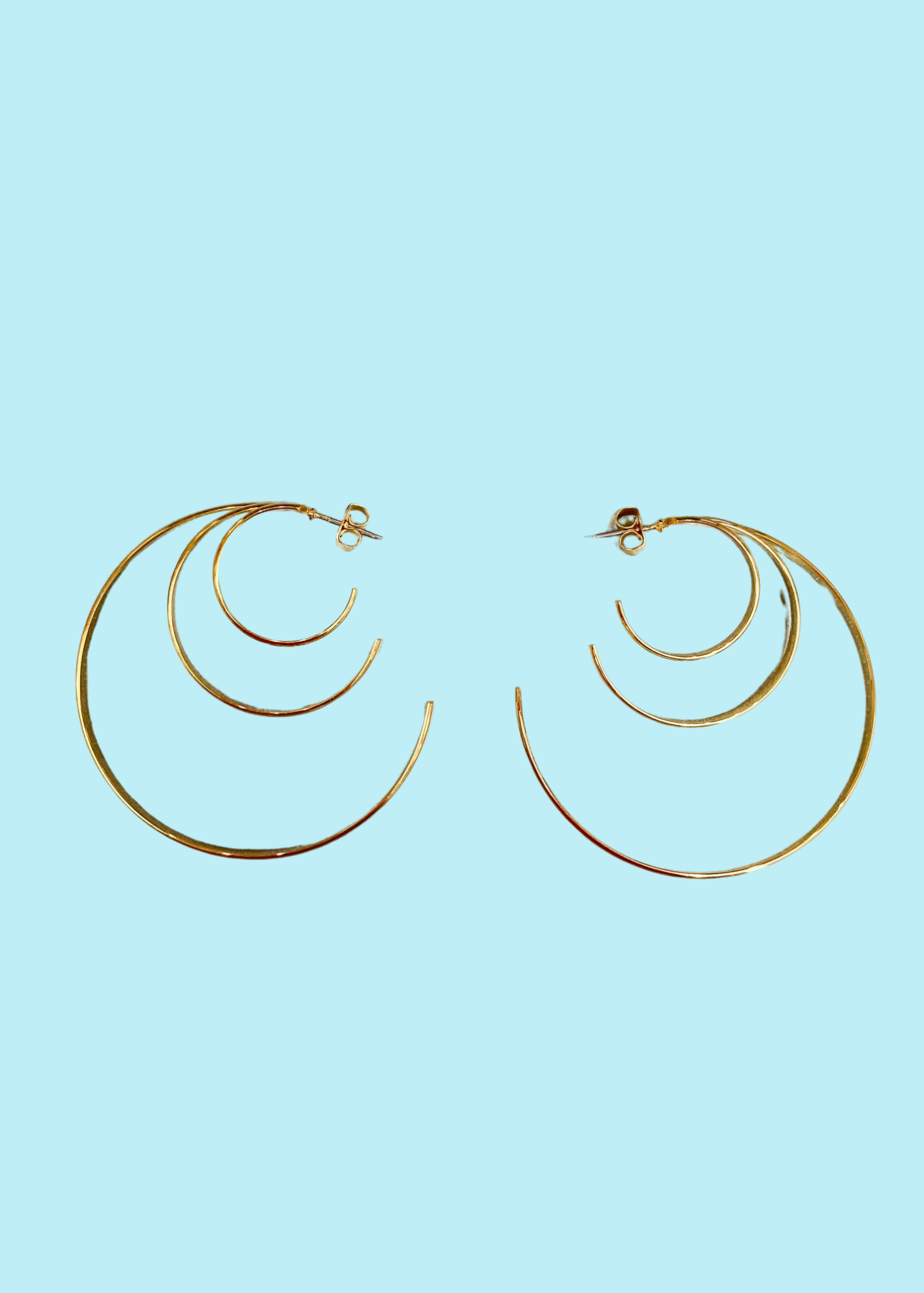 Three Tiered Gold Hoops