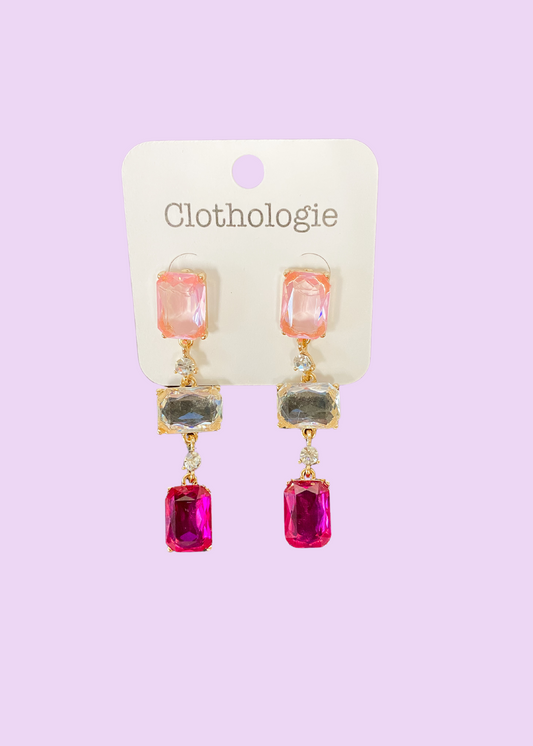 Light Pink Crystal Drop Earrings