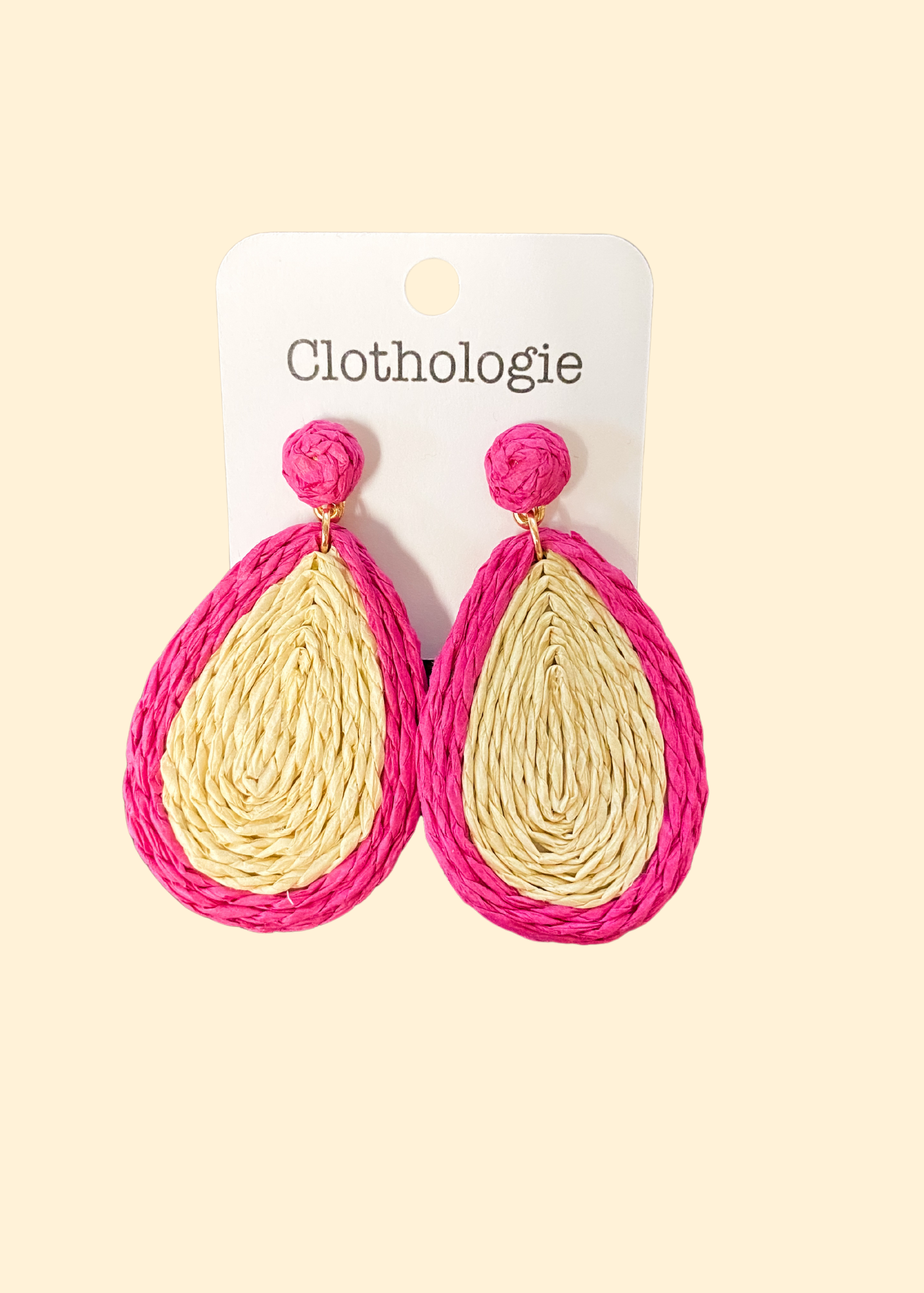 Hot Pink Rattan Earrings