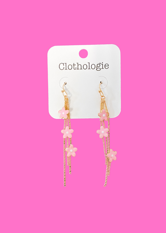 Gold Chain Flower Earrings
