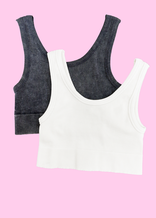 Charcoal Seamless Crop Tank