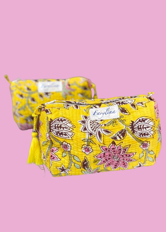 Claire Cosmetic Bag - Yellow & Pink