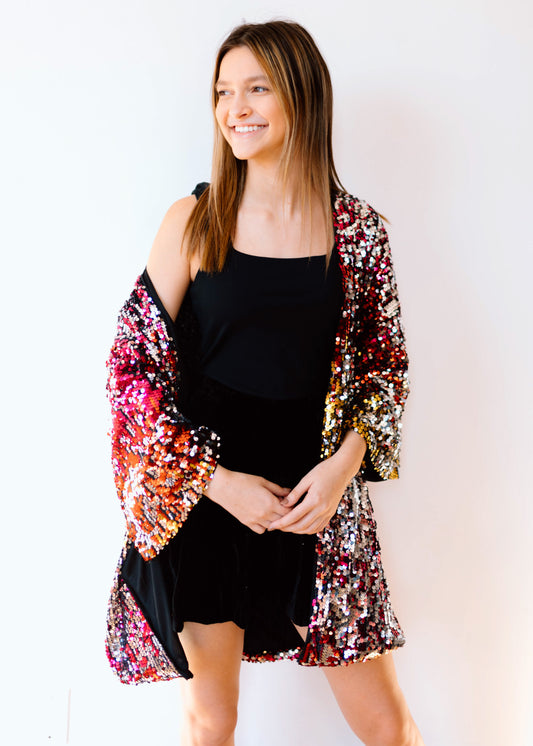 There's a Spark Sequin Kimono