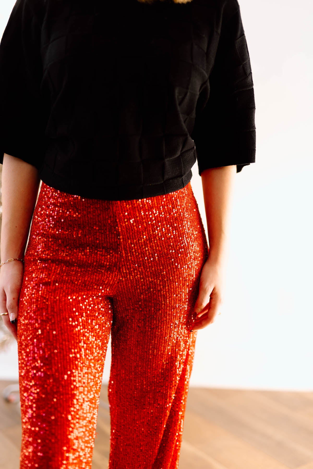 Burning Red Sequin Pants