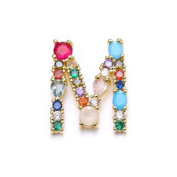 Colored Jewel Initial Necklace