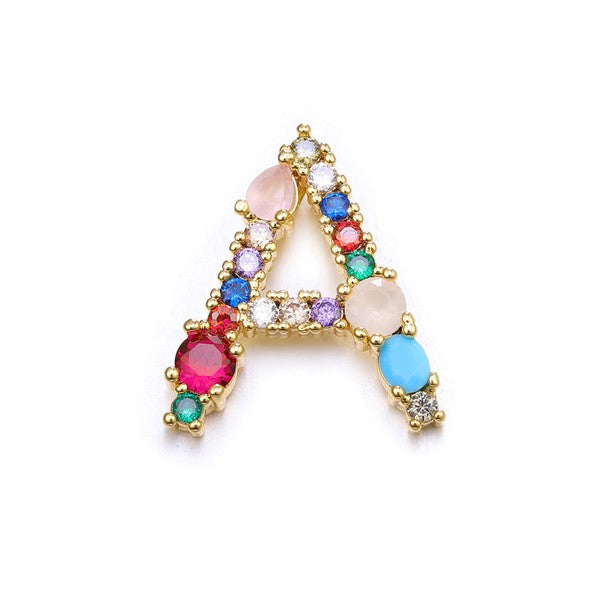 Colored Jewel Initial Necklace