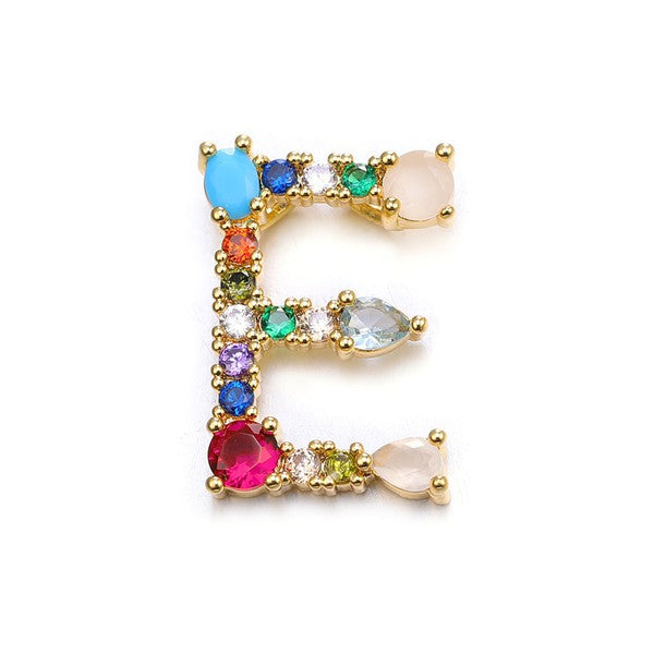 Colored Jewel Initial Necklace