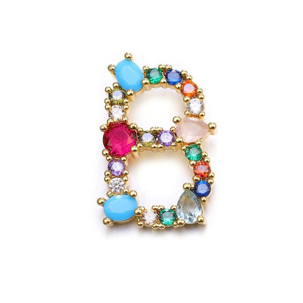 Colored Jewel Initial Necklace