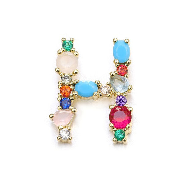 Colored Jewel Initial Necklace