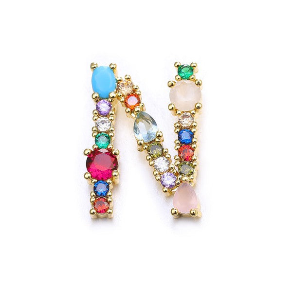 Colored Jewel Initial Necklace