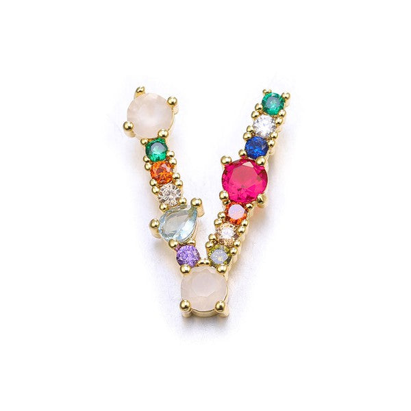 Colored Jewel Initial Necklace