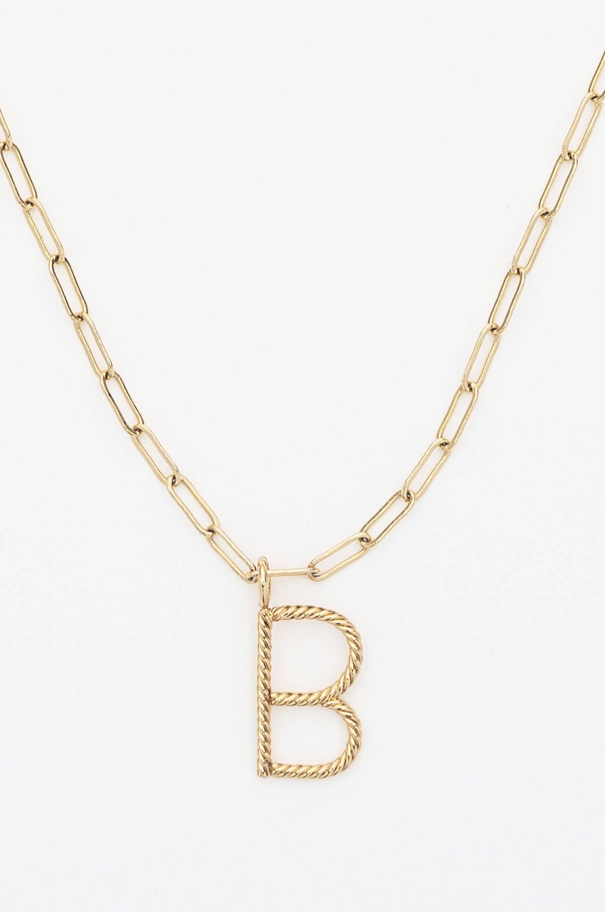 24K Gold Plated Rope Initial Necklace