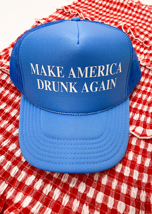 Make America Drunk Again Blue Trucker Hat