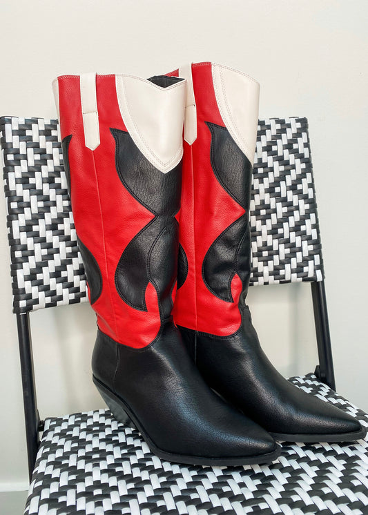 Corlie Cherry, Black & Ivory Boots